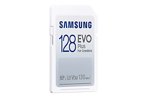 SAMSUNG EVO Plus Full Size 128 GB SDXC Card 130MB/s Full HD & 4K UHD, UHS-I, U3, V30 (MB-SC128K/AM)