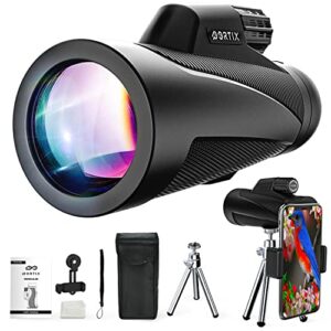 new 2023 monocular telescope high powered monocular with smartphone adapter & metal tripod – bak4 prism monocular with clear low light vision for wildlife hunting camping travelling
