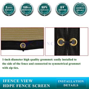 Ifenceview 8'x3' to 8'x50' Beige Shade Cloth Fence Privacy Screen Fence Cover Mesh Net for Construction Site Yard Driveway Garden Pergolas Gazebos Canopy Awning 165 GSM UV Protection (8' x 40')