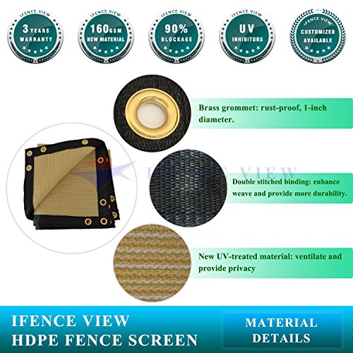 Ifenceview 8'x3' to 8'x50' Beige Shade Cloth Fence Privacy Screen Fence Cover Mesh Net for Construction Site Yard Driveway Garden Pergolas Gazebos Canopy Awning 165 GSM UV Protection (8' x 40')