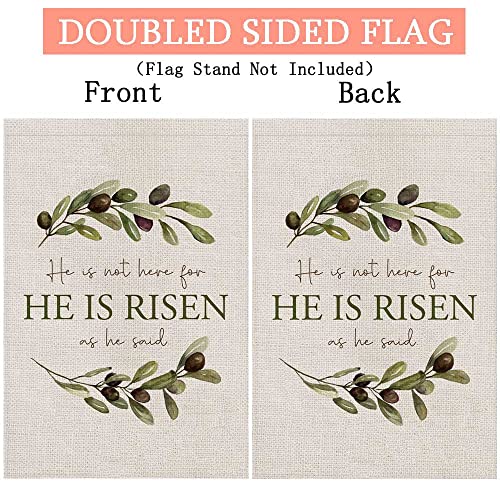 Easter Garden Flag for Outdoor,He is Risen Eucalyptus Wreath Yard Flag,Small Spring Decors for Outside Farmhouse Holiday 12x18 Double Sided