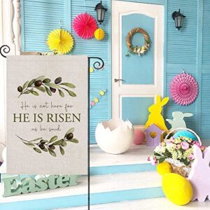 Easter Garden Flag for Outdoor,He is Risen Eucalyptus Wreath Yard Flag,Small Spring Decors for Outside Farmhouse Holiday 12x18 Double Sided