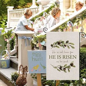 Easter Garden Flag for Outdoor,He is Risen Eucalyptus Wreath Yard Flag,Small Spring Decors for Outside Farmhouse Holiday 12x18 Double Sided