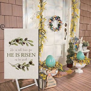 Easter Garden Flag for Outdoor,He is Risen Eucalyptus Wreath Yard Flag,Small Spring Decors for Outside Farmhouse Holiday 12x18 Double Sided