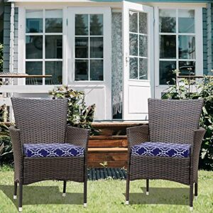 Basic Beyond Indoor/Outdoor Chair Cushions, Waterproof Patio Furniture Cushions - Square Corner Seat Cushions for Patio Furniture with Ties, 18.5"x16"x3", Navy Trellis, 4 Count (Pack of 1)