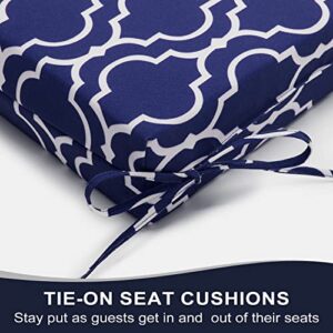 Basic Beyond Indoor/Outdoor Chair Cushions, Waterproof Patio Furniture Cushions - Square Corner Seat Cushions for Patio Furniture with Ties, 18.5"x16"x3", Navy Trellis, 4 Count (Pack of 1)