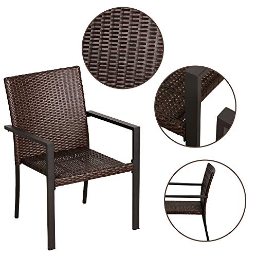 BALI OUTDOORS Gas Firepit Chairs Outdoor Wicker Patio Dining Set, Set of 2 Stackable Outdoor Wicker Chairs for Patio, Garden, Yards, Indoor, Multibrown