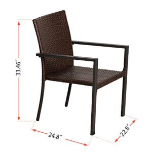 BALI OUTDOORS Gas Firepit Chairs Outdoor Wicker Patio Dining Set, Set of 2 Stackable Outdoor Wicker Chairs for Patio, Garden, Yards, Indoor, Multibrown