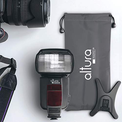 Camera Flash W/LCD Display for DSLR & Mirrorless Cameras, External Flash Featuring a Standard Hot Flash Shoe, Universal Camera Flash for Canon, Sony, Nikon, Panasonic and Other Cameras with Pouch