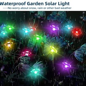 kihutor Solar Garden Lights Outdoor Waterproof - 7 Color Changing Solar Cherry Blossoms Garden Decorations, Swaying When Wind Blows, Solar Lights Decorative for Yard Patio Pathway Decoration(2 Pack)