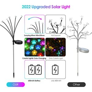 kihutor Solar Garden Lights Outdoor Waterproof - 7 Color Changing Solar Cherry Blossoms Garden Decorations, Swaying When Wind Blows, Solar Lights Decorative for Yard Patio Pathway Decoration(2 Pack)