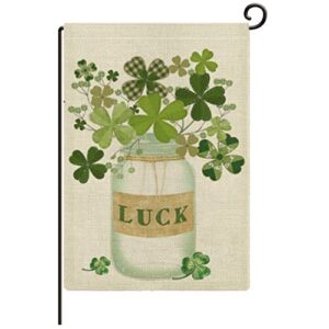 st patrick’s day garden flag welcome gnome garden flag vertical double sided, gnomes horseshoe beer shamrock yard outdoor decoration 12x 18 inch-l6