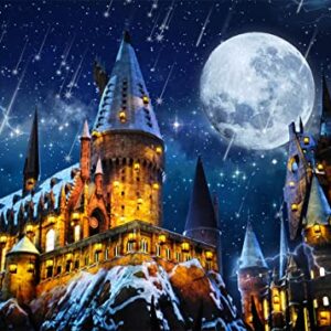 LYCGS 7X5FT Halloween Backdrop Magic Castle School Backdrop Wizard Background Night Moon Backdrop Kids Birthday Party Banner Halloween Photo Backdrop Kids Halloween Photography Backdrop X-87