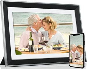 2023 newest 10.1 inch wifi digital picture frame 32gb smart photo frame with instant app & email photo transfer, auto rotation, unlimited cloud data, phone one-button control and easy set up