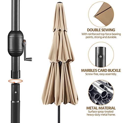 Yaheetech 3-Tier Vented Patio Umbrella - 10ft Outdoor Market Table Umbrella w/Double-layer Cloth & Large Shade & Push-button Tilting for Yard/Garden/Park/Garden- Tan