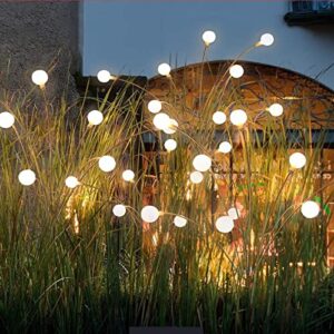 2 packs solar lights outdoor waterproof, 20led solar firefly lights waterproof, solar garden lights, swaying when wind blows, path landscape outdoor decorative lights(warm)