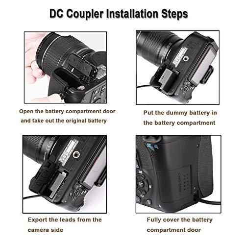 TKDY ACK-E10 EOS Rebel T7 Continuous Power Supply LP-E10 Dummy Battery DR-E10 DC Coupler Kit for Canon EOS T6 T5 T3, Kiss X50 X70 X80 X90, EOS 1100D 1200D 1300D 1500D 2000D Digital Camera.