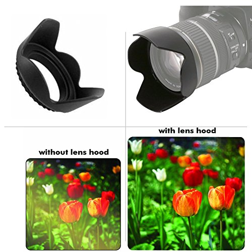 58mm Digital Tulip Flower Lens Hood for Canon Rebel T5, T6, T6i, T7i, T8i, EOS 80D, EOS 90D, EOS 77D, SL3 Cameras with Canon EF-S 18-55mm is STM Lens