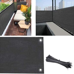 balcony privacy screen cover, 3.0ft x10ft fence screen balcony shield cover uv-resistant visibility reduction windscreen garden fence with cable ties (3x10ft, grey)