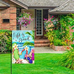 Morigins Flip Flops on Summer Beach Life is good Decorative Welcome Garden Flag 12.5X18 inch