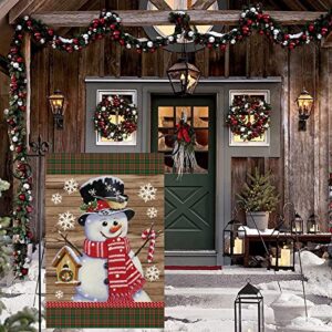 Tosewever Buffalo Plaid Christmas Snowman Garden Flag 12 x 18 Vertical Double Sided, Winter Decorations Snowflake Farmhouse Xmas Outdoor Holiday Burlap Small Yard Flag (12x18 inch)