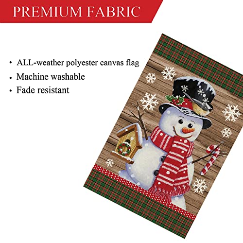 Tosewever Buffalo Plaid Christmas Snowman Garden Flag 12 x 18 Vertical Double Sided, Winter Decorations Snowflake Farmhouse Xmas Outdoor Holiday Burlap Small Yard Flag (12x18 inch)