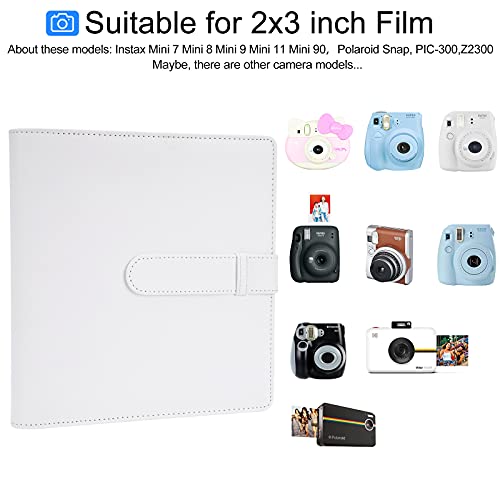 256 Pockets Mini Photo Album for Fujifilm Instax Mini 12/Mini 11/Mini 9 /Mini Link Printer/LiPlay Instant Camera, Polaroid Snap/PIC-300/Z2300/ SocialMatic Instant Cameras & Zip Instant Printer (Ice White)