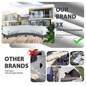 6-8 Seater 190" Curved Outdoor Patio Sectional Sofa Couch Covers Waterproof Heavy Duty Fadeless 600D Weatherproof Garden Outside Sectional Set Furniture Cover,190"/128"Lx36"Wx39"/24"H