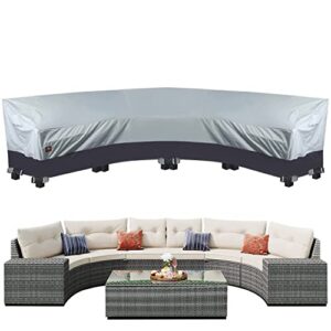 6-8 Seater 190" Curved Outdoor Patio Sectional Sofa Couch Covers Waterproof Heavy Duty Fadeless 600D Weatherproof Garden Outside Sectional Set Furniture Cover,190"/128"Lx36"Wx39"/24"H