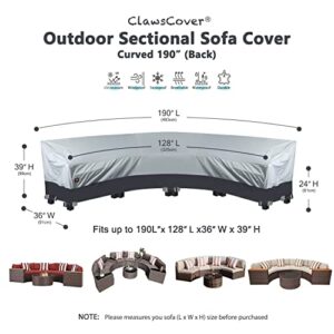 6-8 Seater 190" Curved Outdoor Patio Sectional Sofa Couch Covers Waterproof Heavy Duty Fadeless 600D Weatherproof Garden Outside Sectional Set Furniture Cover,190"/128"Lx36"Wx39"/24"H