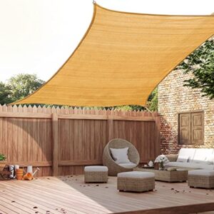 quictent 24x24ft fire retardant 185g hdpe sun shade sail with hardware kits canopy 98% uv block outdoor patio garden (sand)
