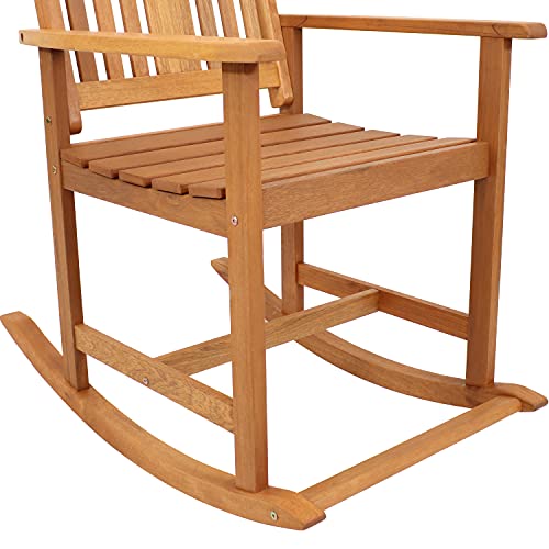 Sunnydaze Meranti Wood Indoor Outdoor Rocking Chair - Patio, Front Porch, Deck, Garden, Balcony, Backyard and Lawn Furniture - Comfortable Seating - 220 lb. Weight Capacity - 42.5-Inch