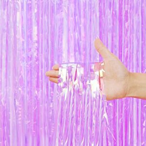 3 pack fringe curtains party decorations,tinsel backdrop curtains for parties,photo booth wedding graduations birthday christmas event party supplies (rainbow purple)