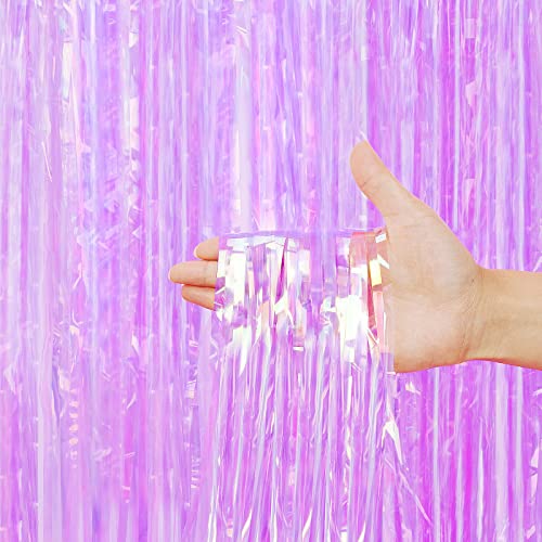 3 Pack Fringe Curtains Party Decorations,Tinsel Backdrop Curtains for Parties,Photo Booth Wedding Graduations Birthday Christmas Event Party Supplies (Rainbow Purple)