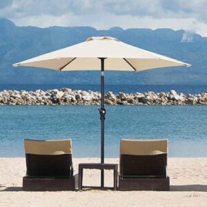 HYD-Parts 7.5FT Patio Umbrella Outdoor Table Umbrella,Market Umbrella with Push Button Tilt and Crank for Garden, Lawn, Deck, Backyard & Pool (Khaki)