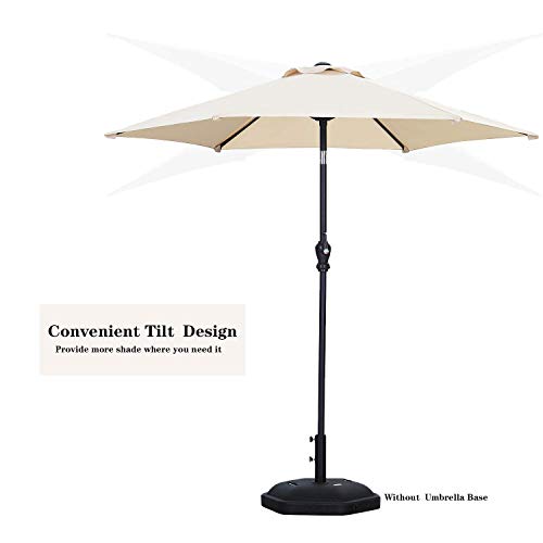 HYD-Parts 7.5FT Patio Umbrella Outdoor Table Umbrella,Market Umbrella with Push Button Tilt and Crank for Garden, Lawn, Deck, Backyard & Pool (Khaki)