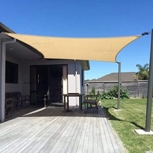 sunny guard sun shade sail 20’x20′ rectangle uv block sunshade for backyard yard deck patio garden outdoor activities and facility,sand