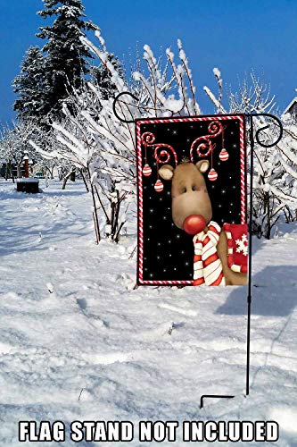 Toland Home Garden 111238 Candy Cane Reindeer Christmas Flag 12x18 Inch Double Sided Christmas Garden Flag for Outdoor House Winter Flag Yard Decoration