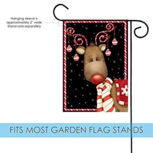Toland Home Garden 111238 Candy Cane Reindeer Christmas Flag 12x18 Inch Double Sided Christmas Garden Flag for Outdoor House Winter Flag Yard Decoration
