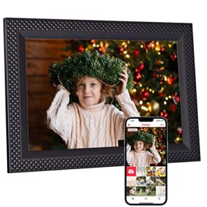 frameo digital photo frame wifi 10.1 inch display ips 1280 * 800 touch screen digital picture frame 16gb instantly share photos and video via frameo app for friend gift black