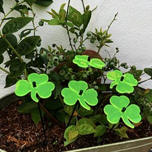 Lucky Shamrocks SunCatcher Garden Decor Ornaments Set of 5 Decorative Garden Stakes 25cm/10'' high Outdoor Yard Accessory Gardeners Gift, Colour:Fluorescent Green