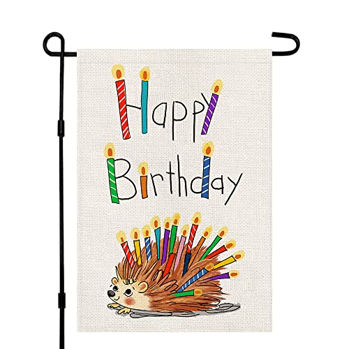 Happy Birthday Garden Flag 12x18 Inch Vertical Double Sided Yard Banner Cartoon Outdoor Decor Signs Birthday Party DF084