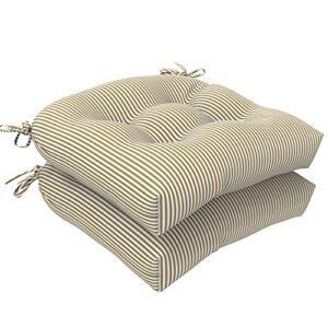 lvtxiii outdoor seat cushions seasonal tufted chair cushions, patio chair pads for dining chairs, office armchairs and garden furniture decoration (round back, 19”x19”x5”, stripe beige, 2 pack)