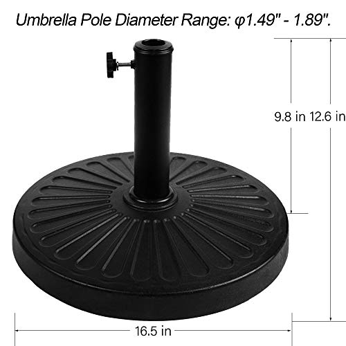 Blissun 22 lbs Patio Umbrella Base, Outdoor Umbrella Base, Market Umbrella Base Stand for Patio, Garden, Lawn, Black, B-010H