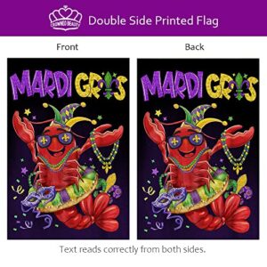 CROWNED BEAUTY Mardi Gras Burlap Garden Flag 12×18 Inch Double Sided Crawfish New Orleans Carnival Celebration Outside Vertical Holiday Yard Decoration