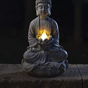 VP Home Zen and Tranquil Buddha Solar Powered Flickering LED Outdoor Decor Garden Light