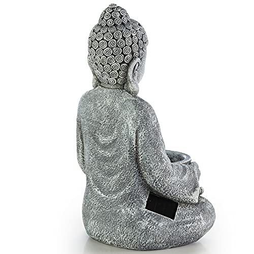 VP Home Zen and Tranquil Buddha Solar Powered Flickering LED Outdoor Decor Garden Light