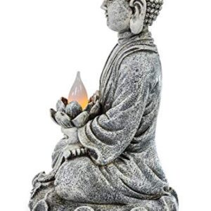 VP Home Zen and Tranquil Buddha Solar Powered Flickering LED Outdoor Decor Garden Light