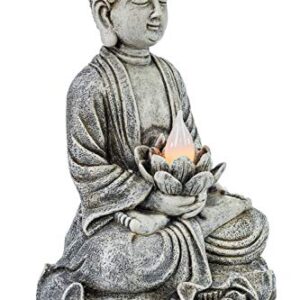 VP Home Zen and Tranquil Buddha Solar Powered Flickering LED Outdoor Decor Garden Light