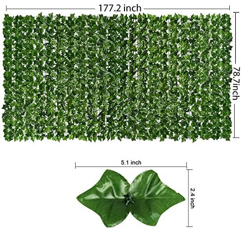 DearHouse Artificial Ivy Privacy Fence, 177.2x78.7inch Artificial Hedges Fence and Faux Ivy Leaf Decoration for Outdoor Decor, Home, Garden Decor